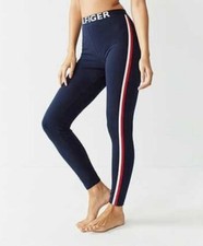Tommy Hilfiger Women's Blue Striped Mid Rise Stretch Leggings Pants Size Small