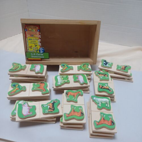 Melissa and Doug Classic Wooden Toys - 3-D Farm Dominoes - 28 Pieces - #568 - Picture 1 of 12