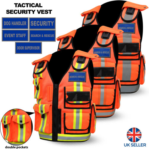 Hi Viz Tactical Security Dog Handler Vest Enforcement CCTV Tac Jacket Orange - Picture 1 of 4