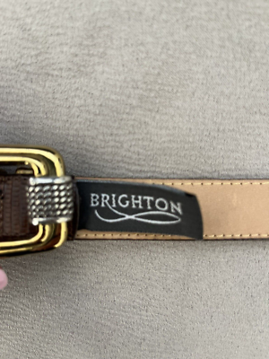 Belt Brighton Lizard Embossed Leather Gold Silver Toned  display picture 2
