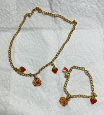 Vintage 2002 Strawberry Shortcake Charm Jewelry Set Necklace / Bracelet