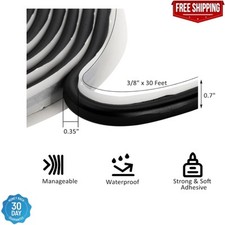 2 Pack Butyl Seal Tape, 3/8 X 30 Feet Black Rubber Sealant Tape, Leak Proof Put