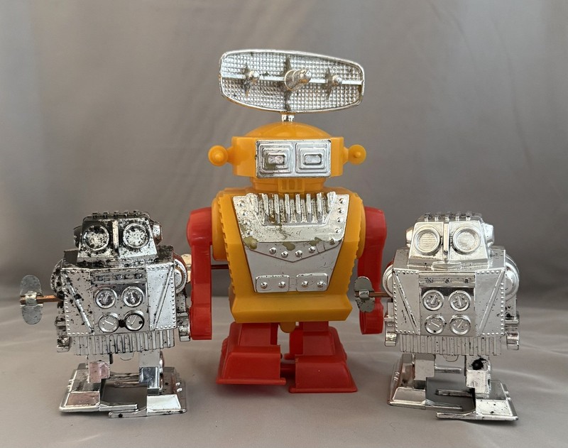 Vintage Wind-Up Robots, Mr. Jig and 2 Space Robots