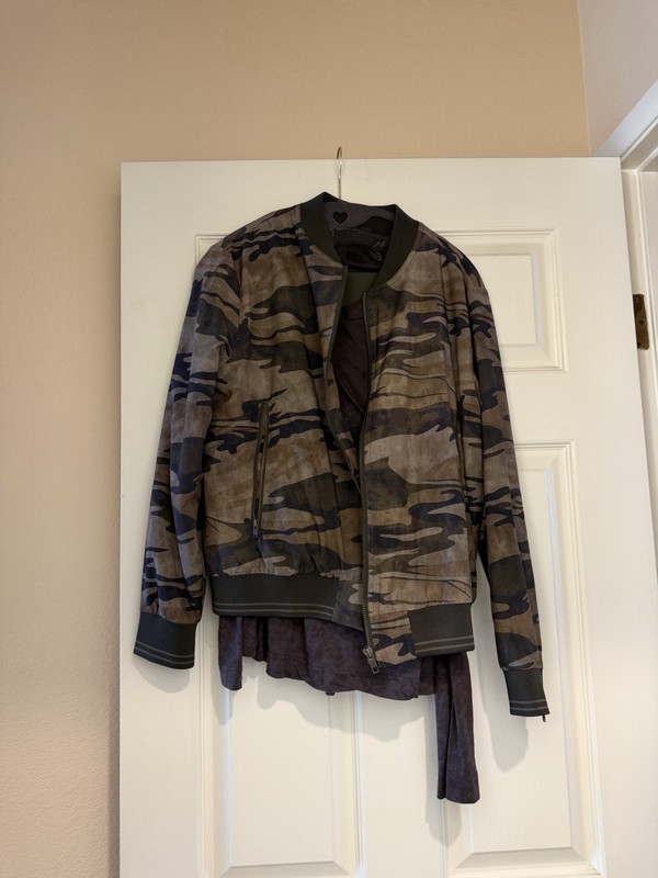 JOHNNY WAS bee active drop shoulder bomber jacket and Tuxedo Stripe Pants, XS