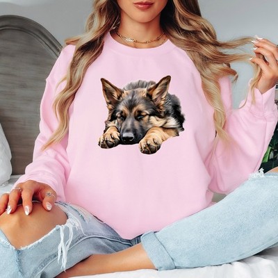Schlafender Deutscher Schäferhund Welpe Hunderasse Tiere Damen Sweatshirt Pullover