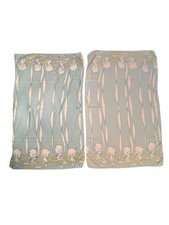 Vintage Nursery Cat Kittens Flower Flannel Blanket 33  X 21  Blue Pink Baby