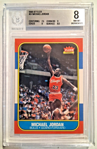 1986-87 Fleer Basketball #57 Michael Jordan RC Rookie HOF BGS 8 (7.5, 9, 9, 8.5)