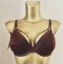 M & S Autograph Plunge Bra 40A  Chain Link Lace Chocolate Brown FREE POSTAGE
