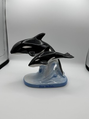 Vintage 1992 Sea World Orca Killerwal Keramik Figur Ornament