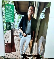 2014 Magazine Print Ad Mens Fashion White Jeans Blazer Style Editorial Photo