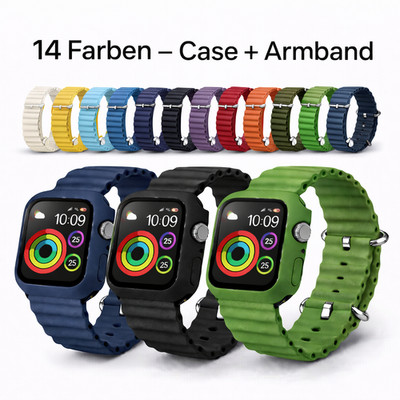 Für Apple Watch Silikon Ocean Sport  Armband + Case Hülle 40 41 44 45 Serie 1-9
