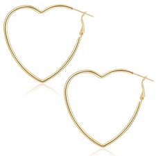 14k Gold Hoop Earrings Heart Hoop Earrings for Womens Sweet Love Heart Earrings