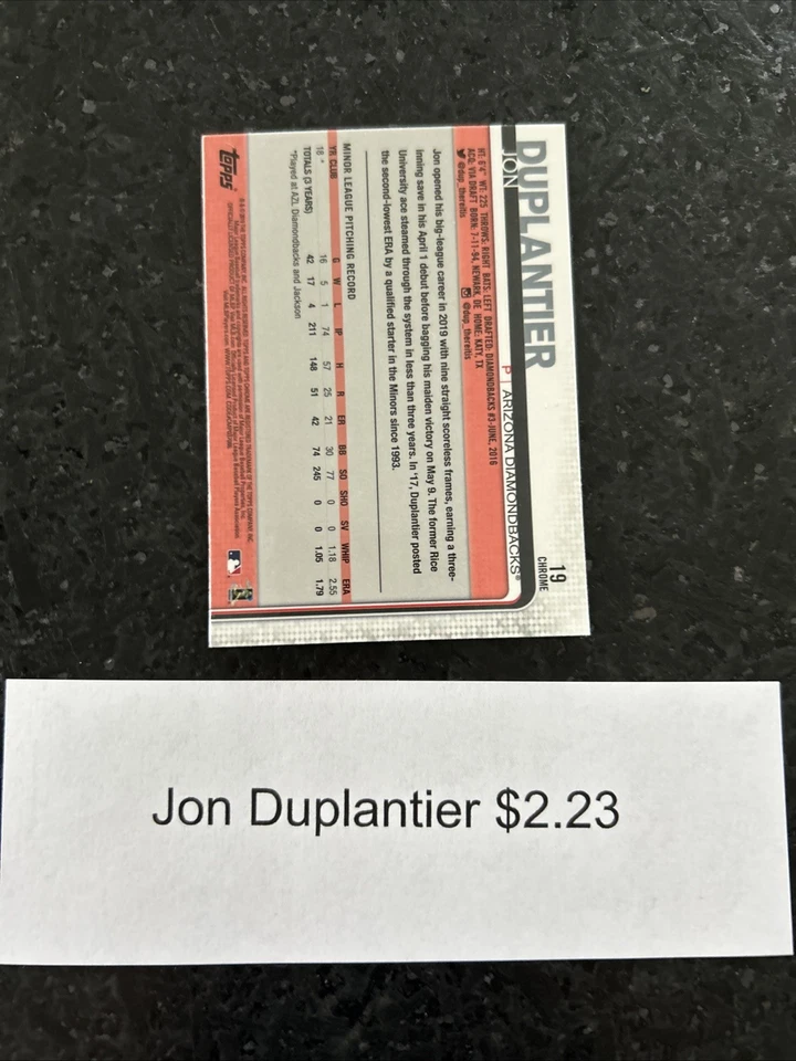 2019 Topps Chrome Update Series - Jon Duplantier #19 Refractor /250 (RC) - Image 2 of 2