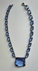 Vtg Antique Art Deco Czech Vauxhall Blue Faceted Glass Necklace Collette 1920's — photo 4