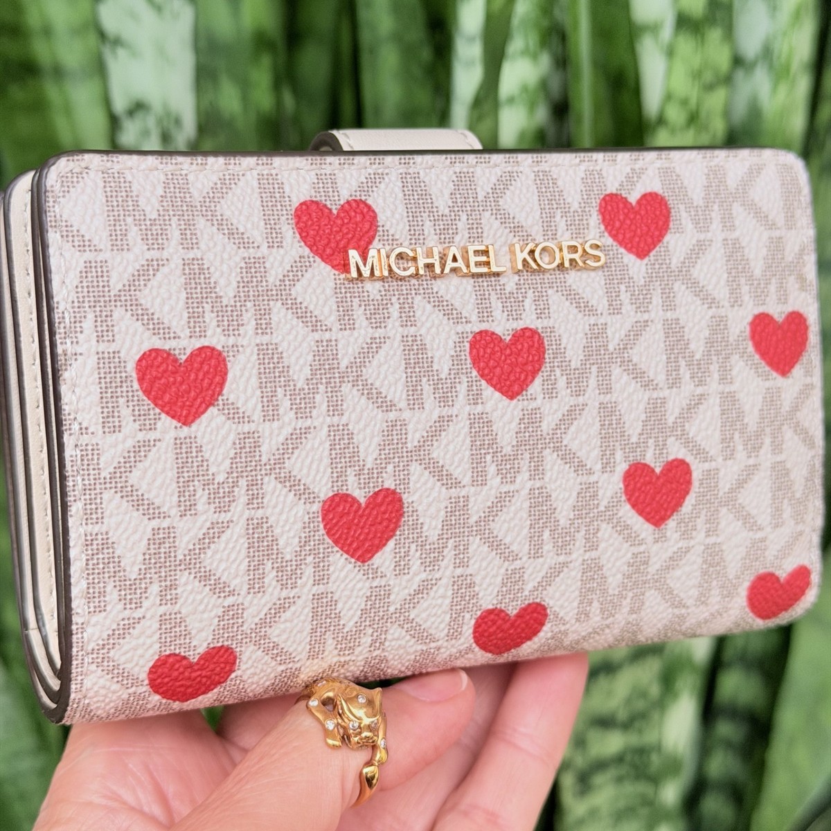 MICHAEL KORS JET SET TRAVEL MD BIFOLD ZIP COIN CARD WALLET MK LOGO