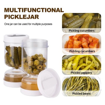 Pickle Jar with Fork Juice Separator Olives Cucumber Storage Container