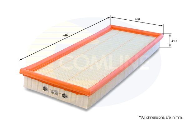 Air Filter 380 mm Length 42 mm Height Fits Jaguar X-Type COMLINE EAF511