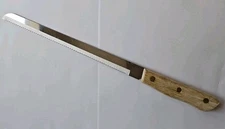 Bread Meat Knife Stainless Natural Wood Handle 14.25" Long Taiwan