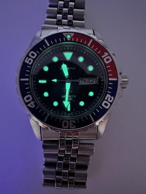 90's Rare Seiko Kinetic Sports 200 Pepsi Red Blue Men's Diver 5M43