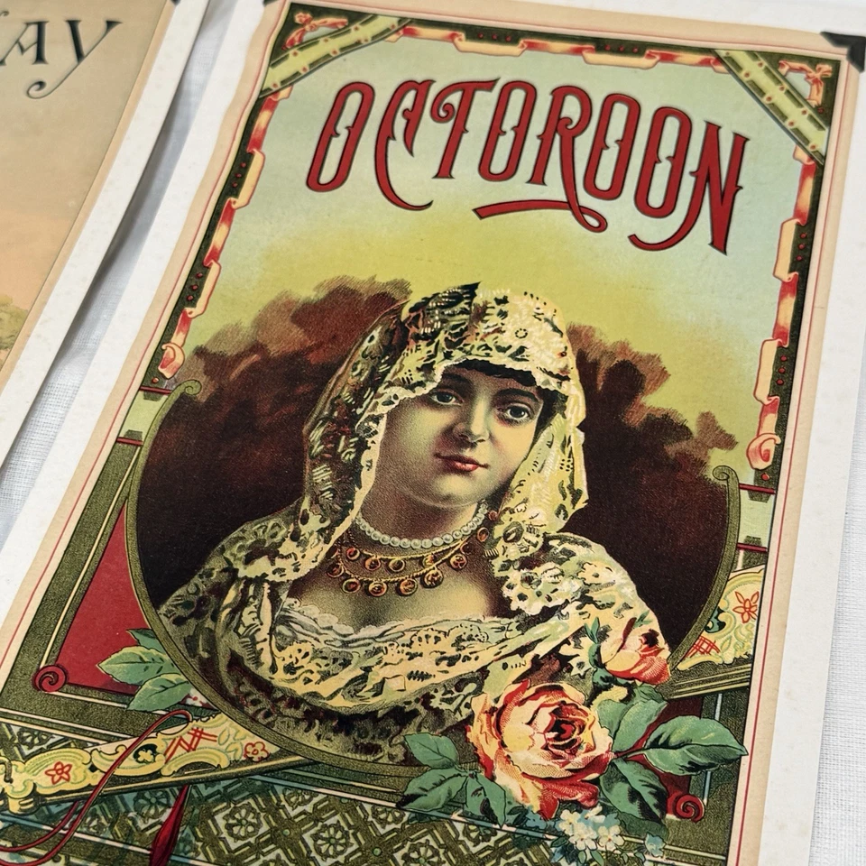 Antiguo T.C. Litografías de tabaco Williams & Co. “The Nosegay” y “Octoroon” 1880 Foto 3 de 4