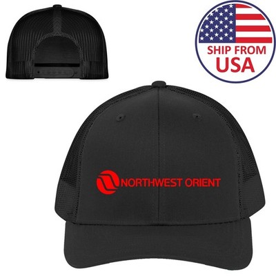 Northwest Airlines Retro US Airline Men's Black White Trucker Hat Cap Size Adult