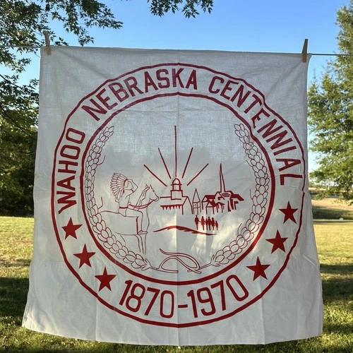 WAHOO NEBRASKA CENTENNIAL 1870-1970 BANNER / FLAG