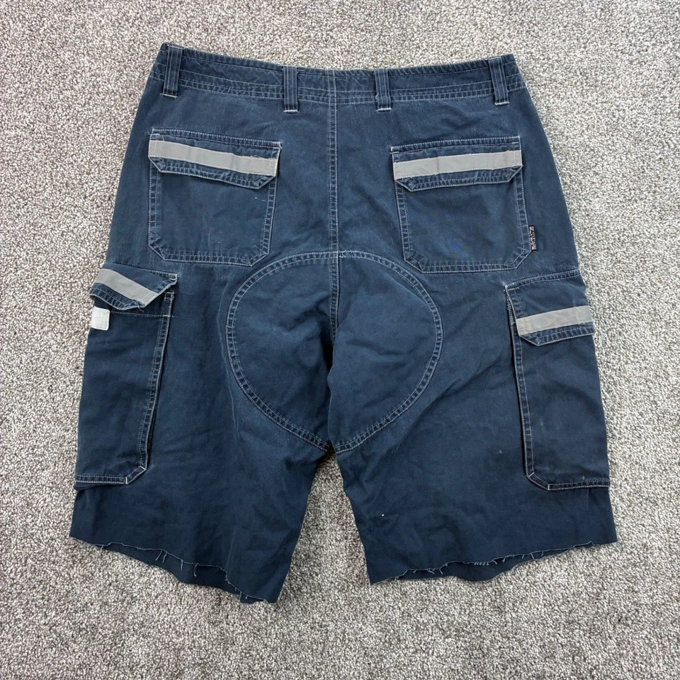 Pantalones Cortos De Colección Y2K Machine Cargo Para Hombre 34 Azul Marino Rave Sueltos Utilidad Patín Foto 3 de 4