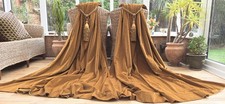 VINTAGE GOLD  VELVET LINED CURTAINS 82" DROP BY 77" WIDTH + free postage