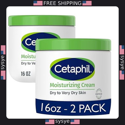 Cetaphil 16oz Moisturizer Cream 2-Pack for Dry Sensitive Skin, Fragrance Free