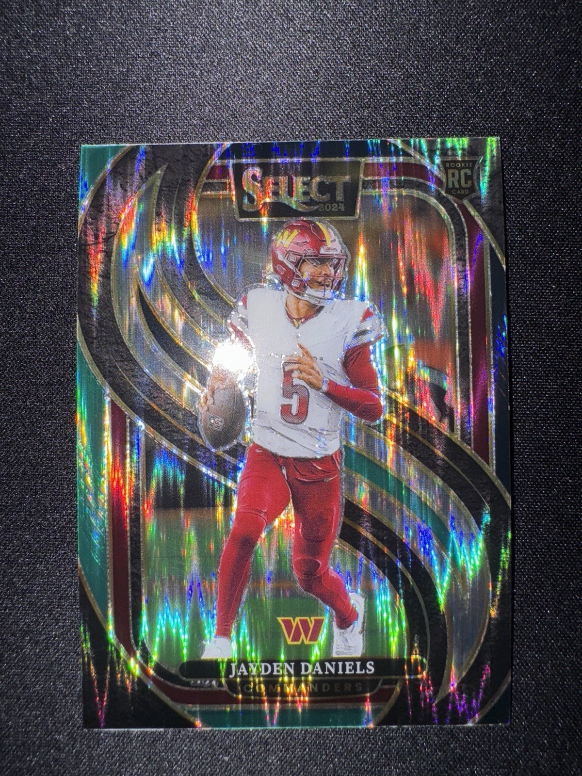 2024 Panini Select Premier Level Jayden Daniels #112 Black & Green Shock (RC)