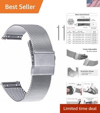 Elegant 22mm Stainless Steel Mesh Watch Band for Men Women - Quick Release