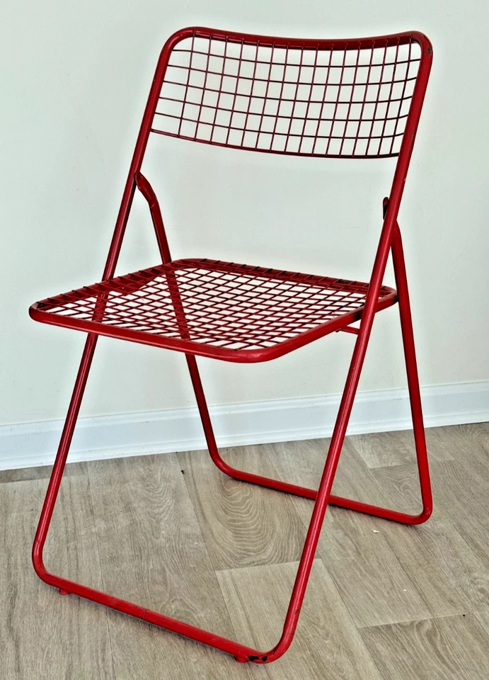 RETRO Ikea style metal wire folding chair CANDY APPLE RED - TIMELESS - TRENDY - Image 4 of 4