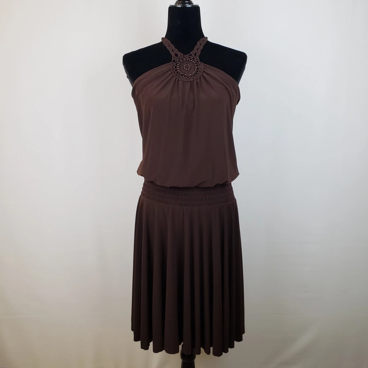 pretty halter neck dresses Turquoise Draped Chain Link Halter Gown main image 1
