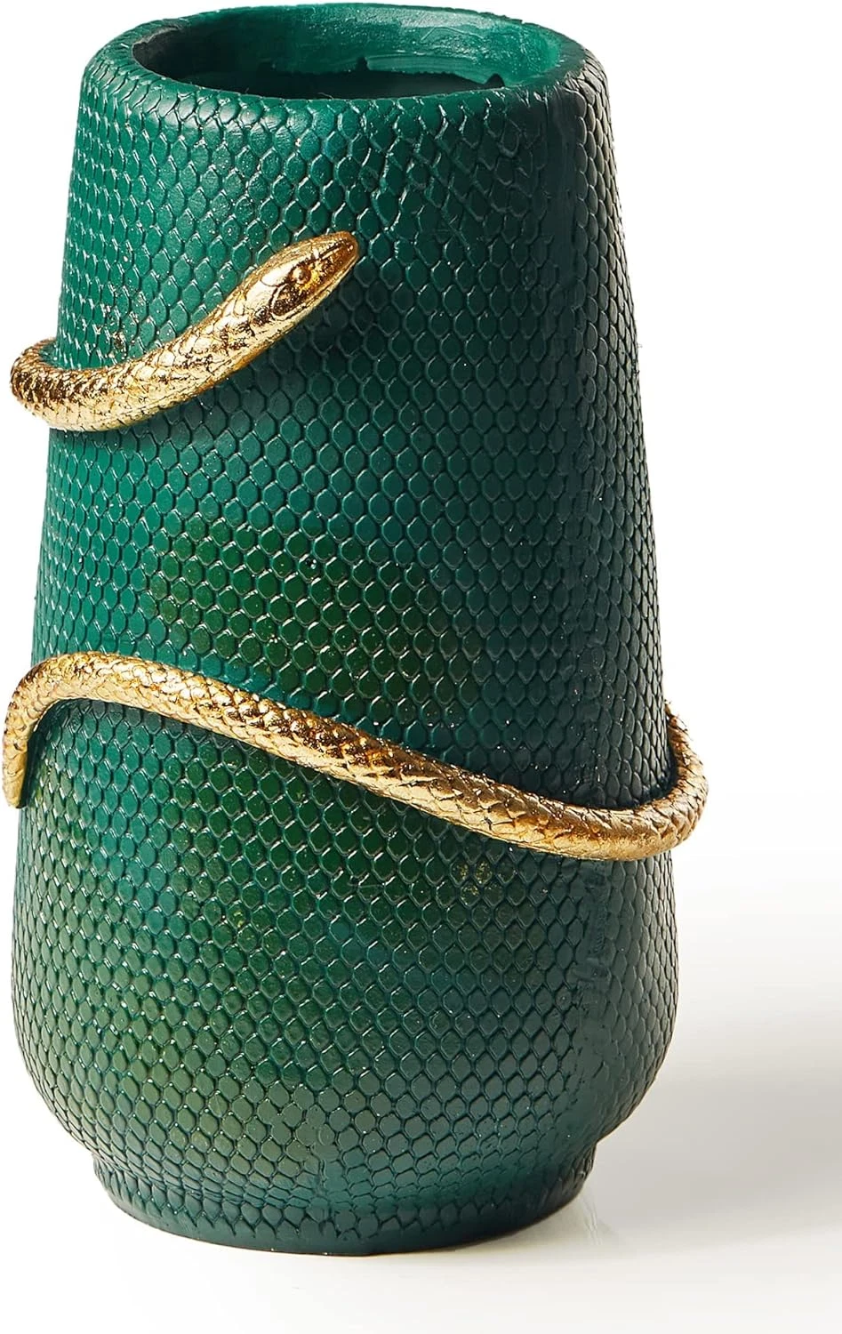 Flower Vase 8 Inch Green and Gold Snake Vases for Decor, Unique Flower Vase for