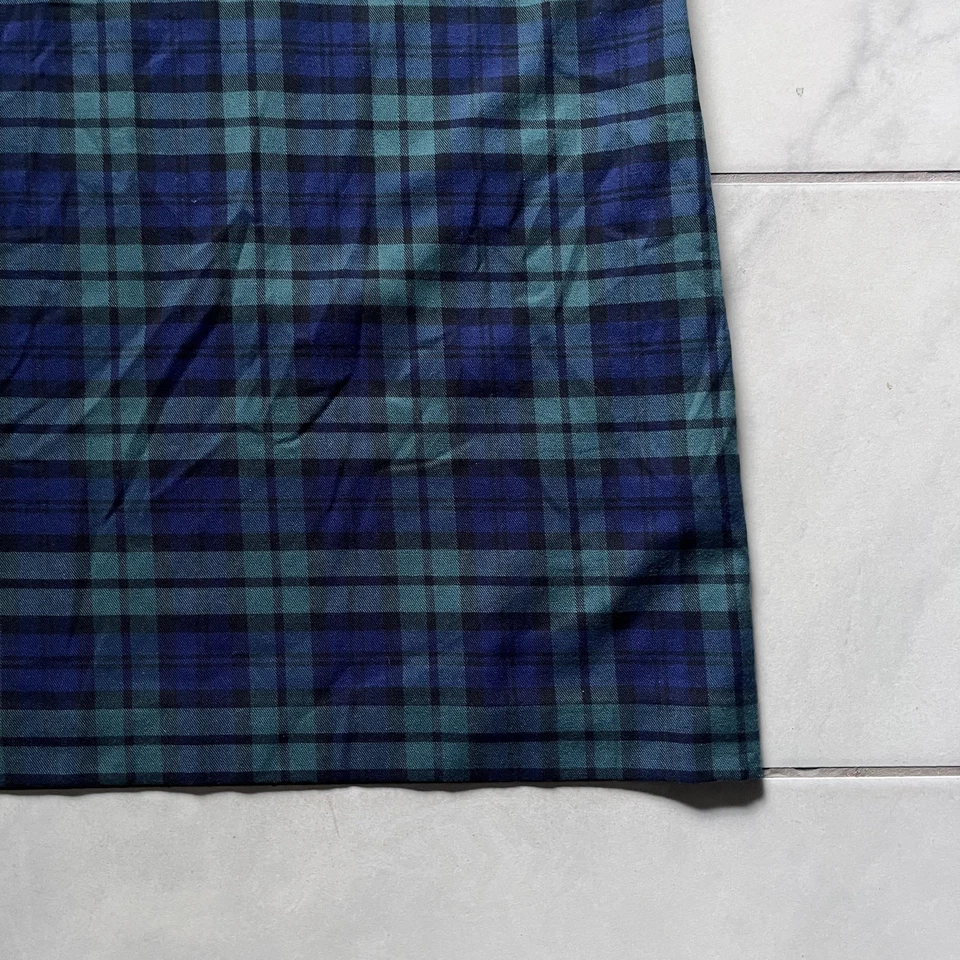 Vestido Vineyard Vines para mujer 4 azul verde a cuadros sin mangas con volantes cuello forrado Foto 3 de 4