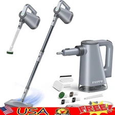 2-in-1 Steam Mop Handheld Cleaner Rapid Heat 1300W 10 Accessories Family Safe US