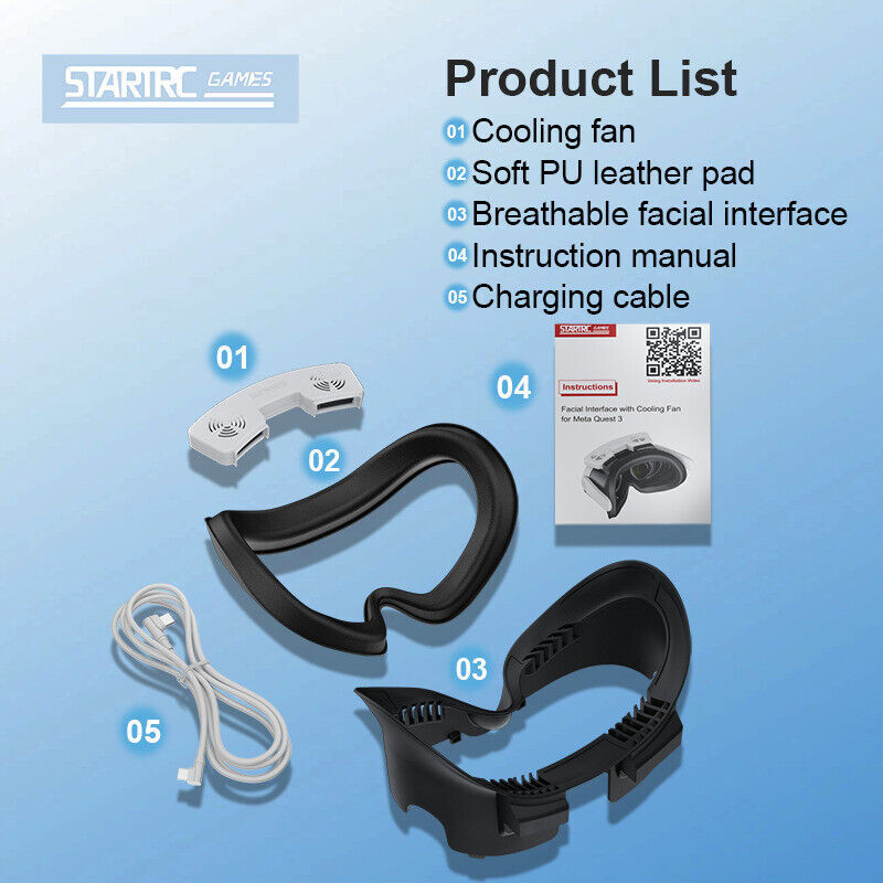 3-IN-1 For Meta Quest 3 Air Circulation Face Cover Pad 3-speed