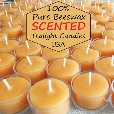   Scented Beeswax Tealights BULK Made with 100% Bees Wax / USA Honey Tea Lights
