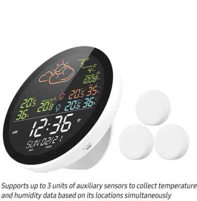 Smarte Wetterstation mit Uhr Innen Außen Temperatur UV Luftfeuchtigkeit farbig