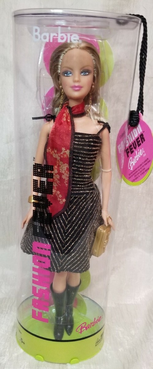 Fashion Fever Blonde Barbie black disco dress boots nrfb