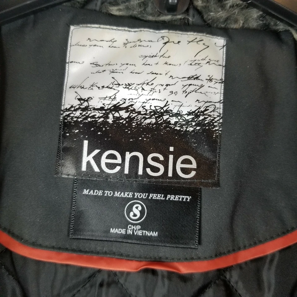 Chaqueta Parka Acolchada con Capucha Piel Sintética Cremallera Completa Gris Manga Larga Kensie para Mujer S Foto 4 de 4