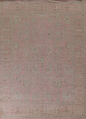 Pink Vegetable Dye Floral Turkish Oushak Area Rug 8'x10' Handmade Room Size Rug