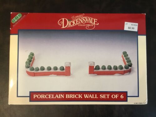 Vintage 1992 Lemax Dickensvale Village Porcelain Brick Wall Set of 6 - #23059 - Picture 1 of 7