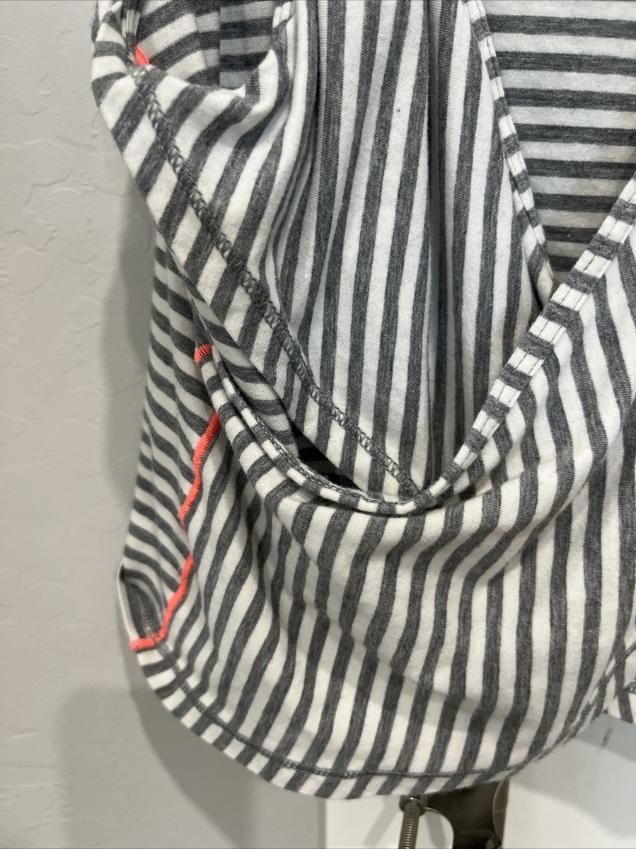 Lululemon Sz 2 stripe gray & white criss cross back | eBay