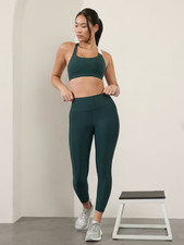 Athleta XS Interval Stash High Rise 7/8 Tight Leggings, Cypress Green NWT
