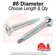 #8-18 Bugle Head Self Drilling Drywall Screws Zinc Clear (Pick Length & Qty)