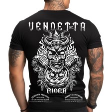 Vendetta Inc. Herren Rundhals Kurzarm T-Shirt Skull Hell Rider schwarz 1372