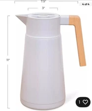 Venera Thermal Coffee Carafe 68 Oz Large Stainless Steel Insulated Stainer White