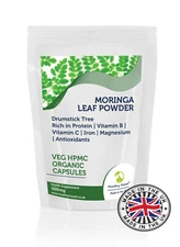 Moringa Leaf Powder Veg HPMC Organic 500mg x 500 Capsules