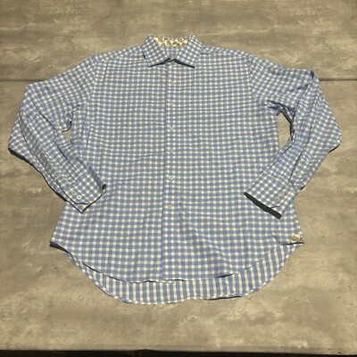 Robert Graham Button Up Shirt Men's Large Blue Check Long Sleeve Cotton